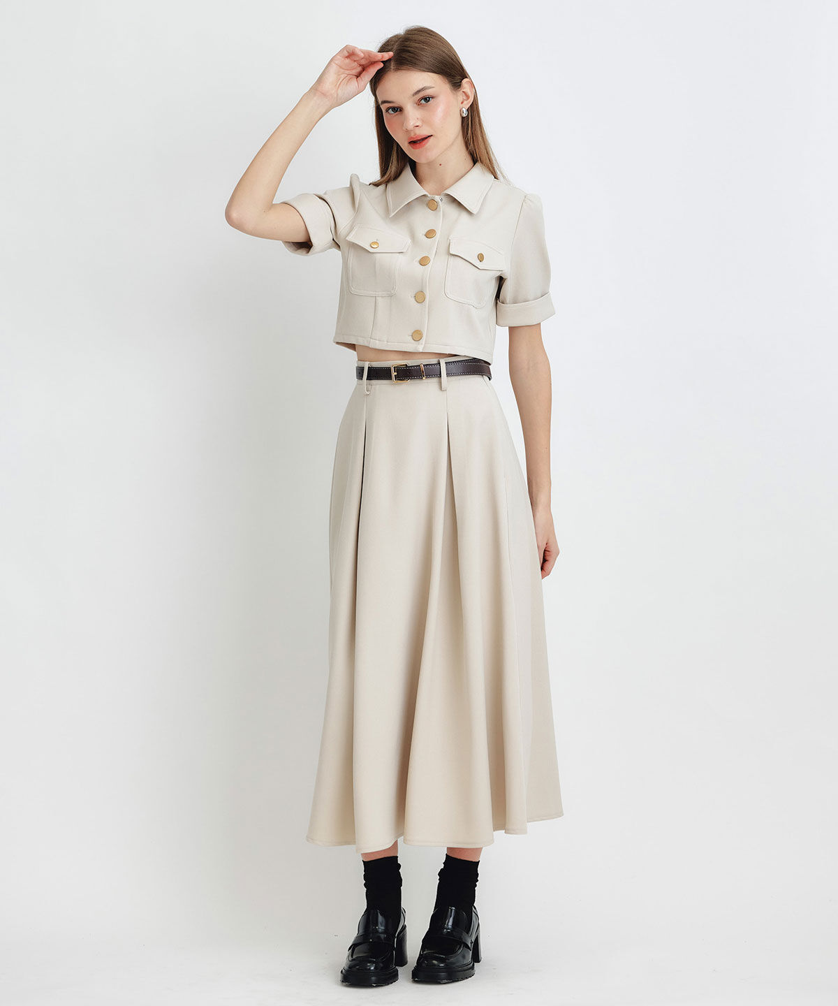 REDYAZEL「ショートジャケット&times;フレアロングスカートセットアップ」|ワンピース|