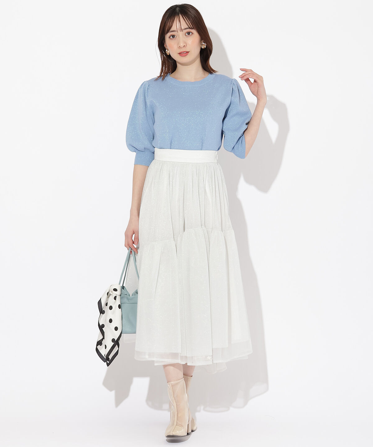 WILLSELECTION「ラメチュールボリュームスカート」|フレア|