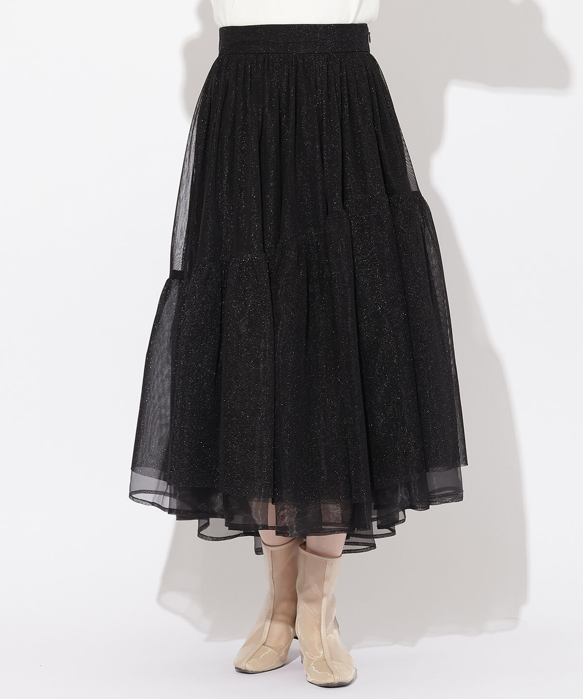WILLSELECTION「ラメチュールボリュームスカート」|フレア|