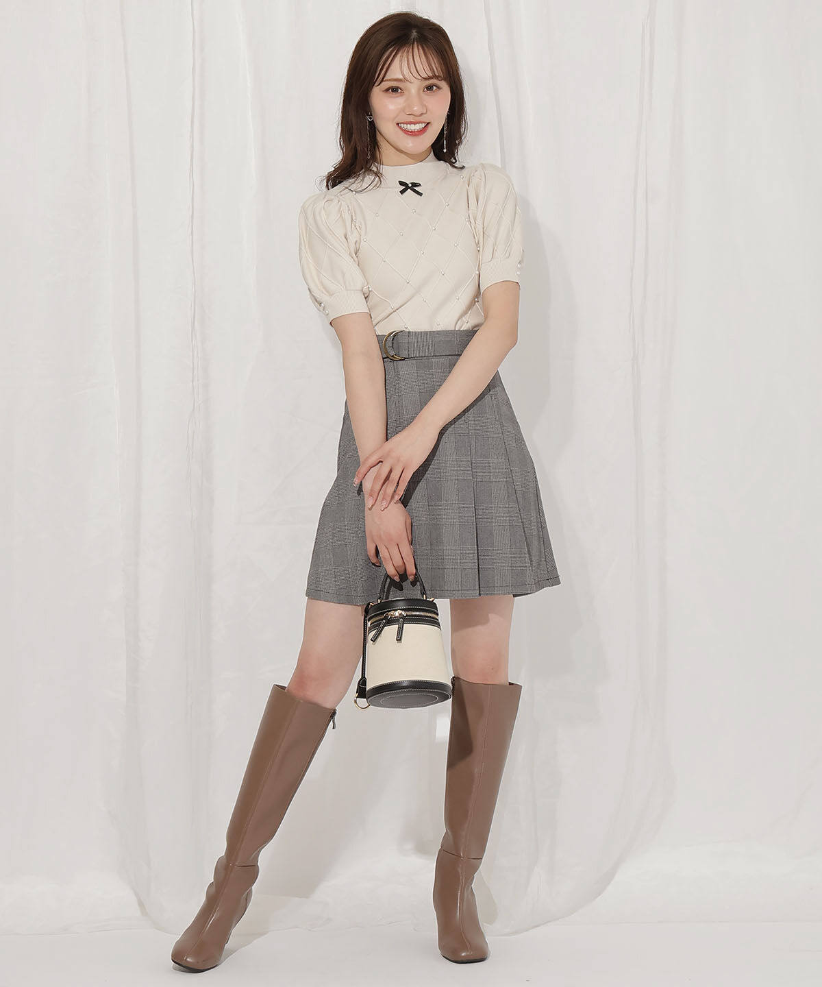 WILLSELECTION「ダイヤ柄パールパフニット」|ニット・セーター|