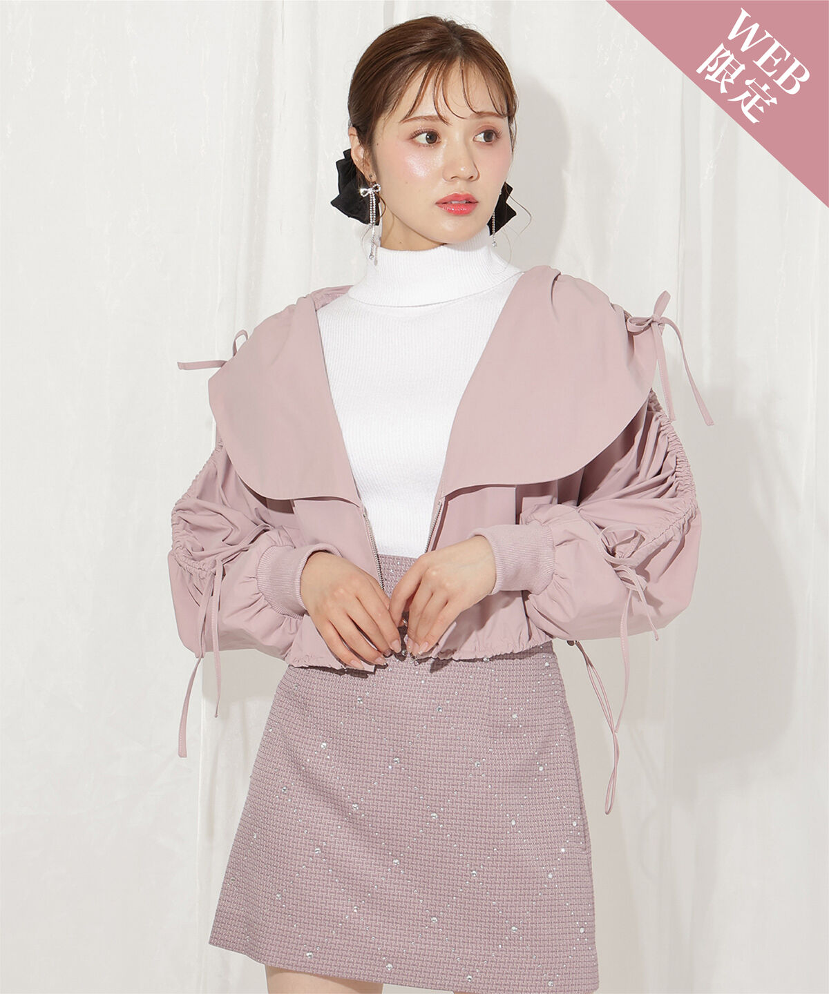 WILLSELECTION「ハートカラーギャザーブルゾン」|ブルゾン・スタジャン|ピンク