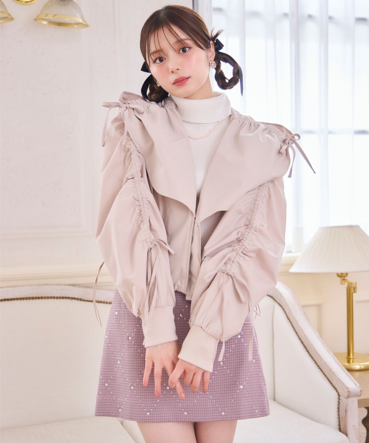 WILLSELECTION「ハートカラーギャザーブルゾン」|ブルゾン・スタジャン|