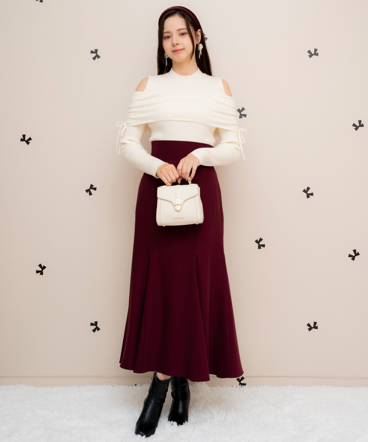 WILLSELECTION「ギャザーリボンオフショルニット」|ニット・セーター|