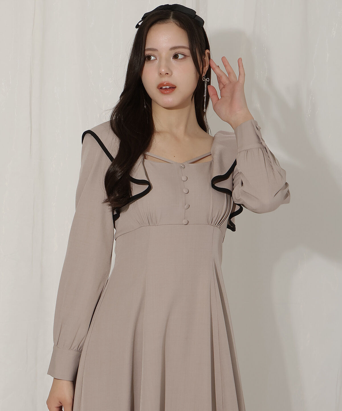 WILLSELECTION「配色パイピングフリルワンピース」|ワンピース|