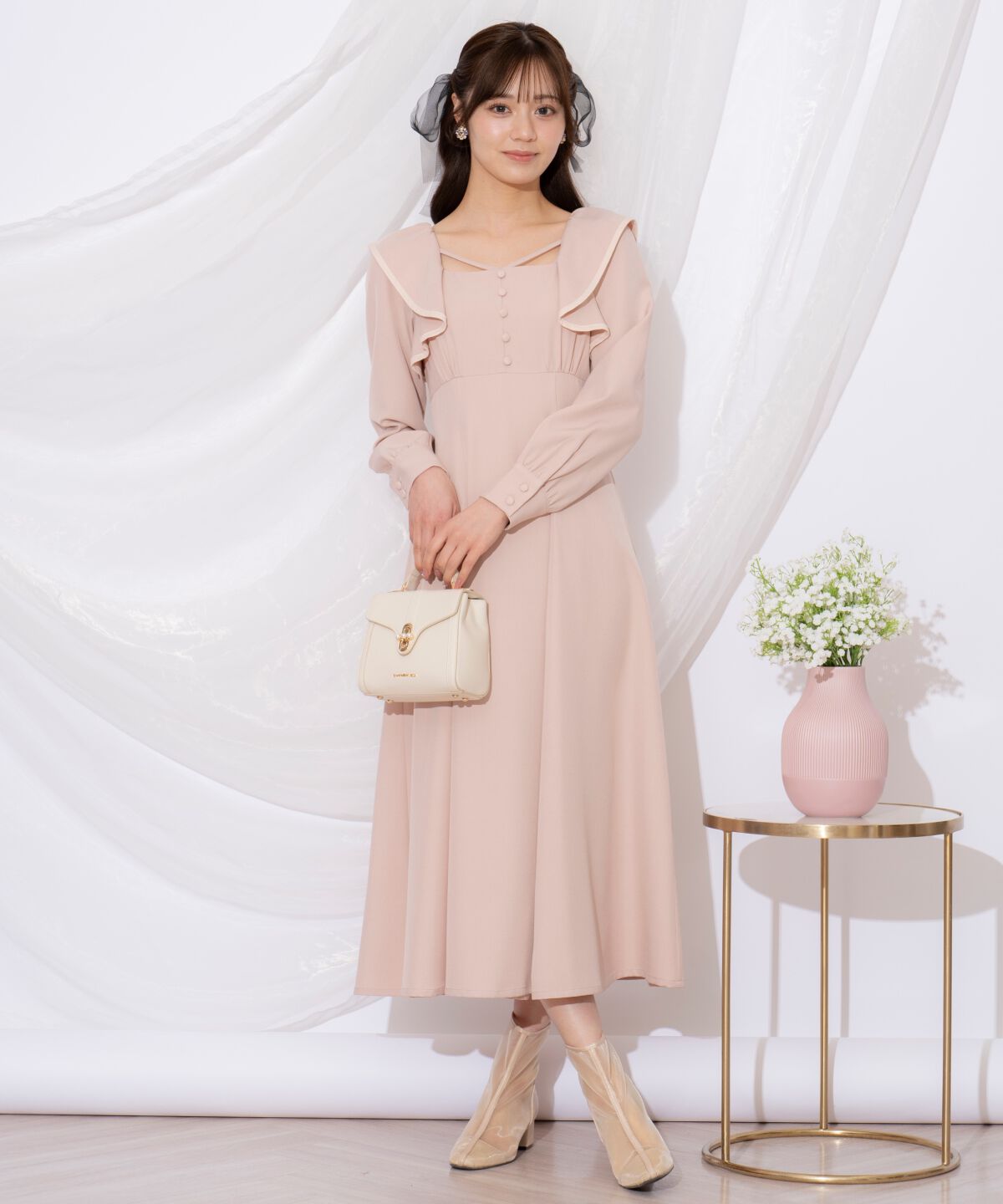 WILLSELECTION「配色パイピングフリルワンピース」|ワンピース|ピンク