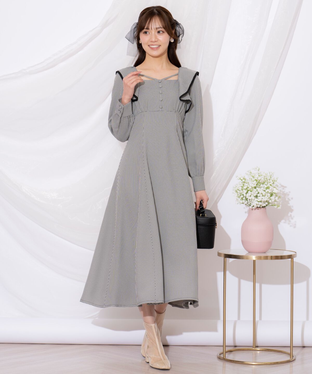 WILLSELECTION「配色パイピングフリルワンピース」|ワンピース|