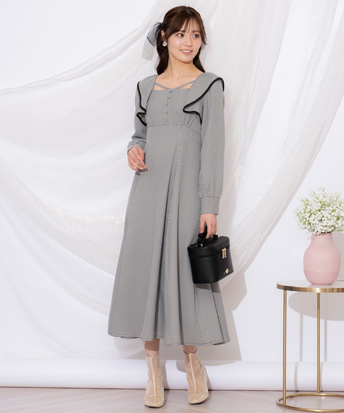 WILLSELECTION「配色パイピングフリルワンピース」|ワンピース|