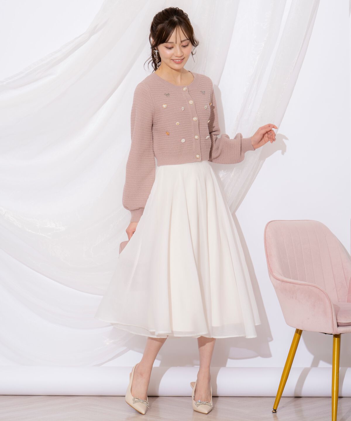 WILLSELECTION「シャイニービジューカーディガン」|カーディガン|