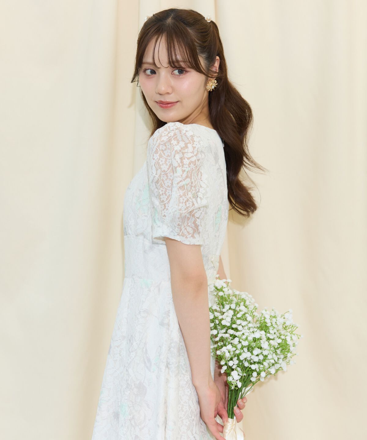 WILLSELECTION「ニュアンスフラワーレースプリントワンピース」|ワンピース|