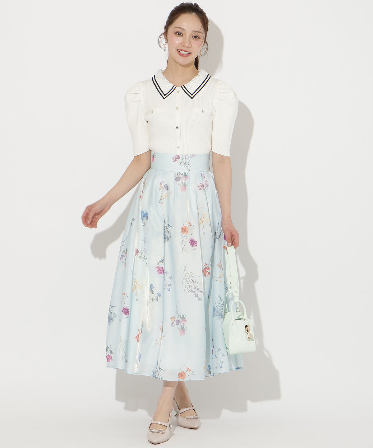 WILLSELECTION「ボタニカルフラワーシアータックスカート」|フレア|