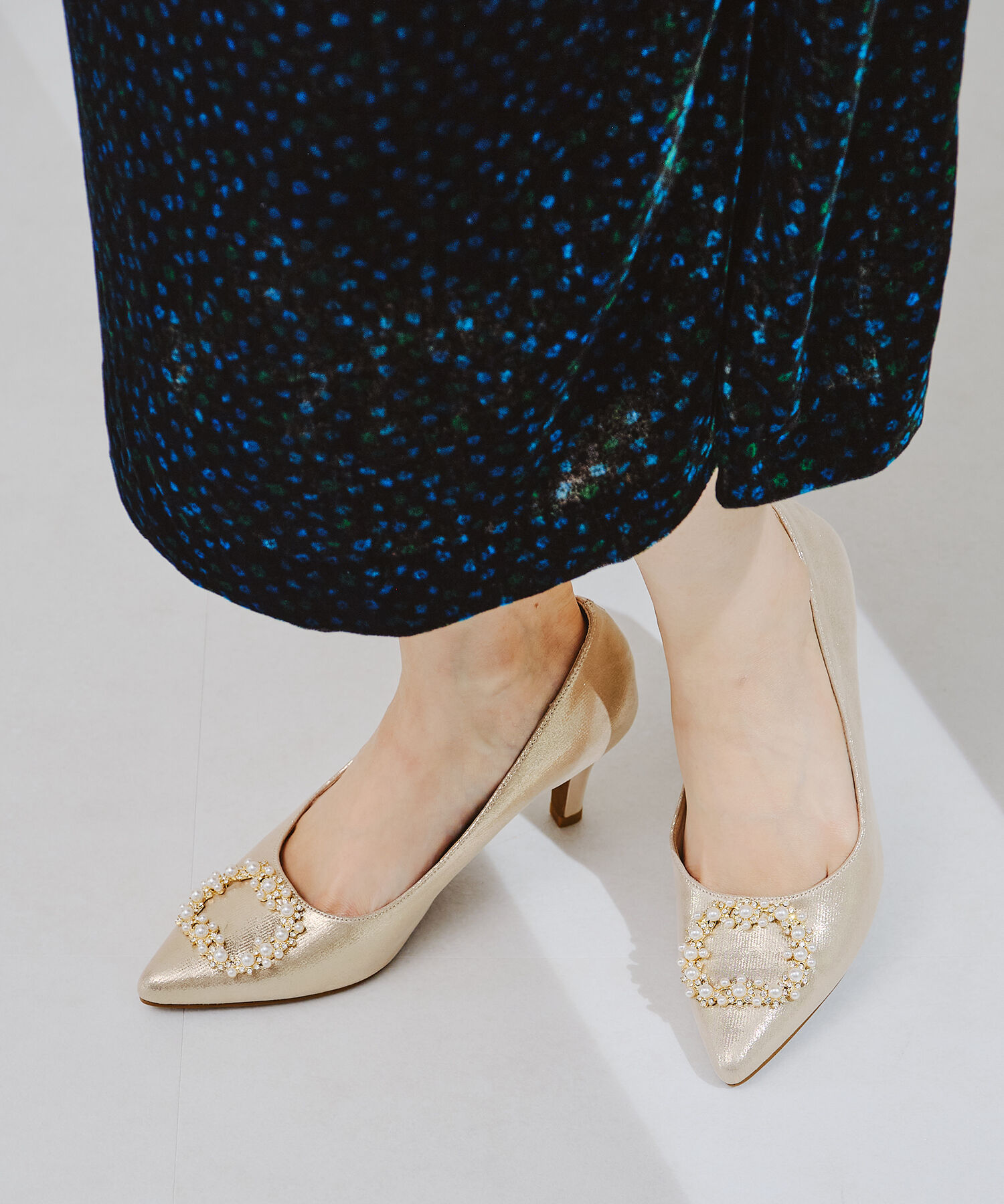 ORiental TRaffic「【オケージョン】パールバックルヒールパンプス/R-2016 パーティー 結婚式 ヒール7cm 人気」|パンプス|