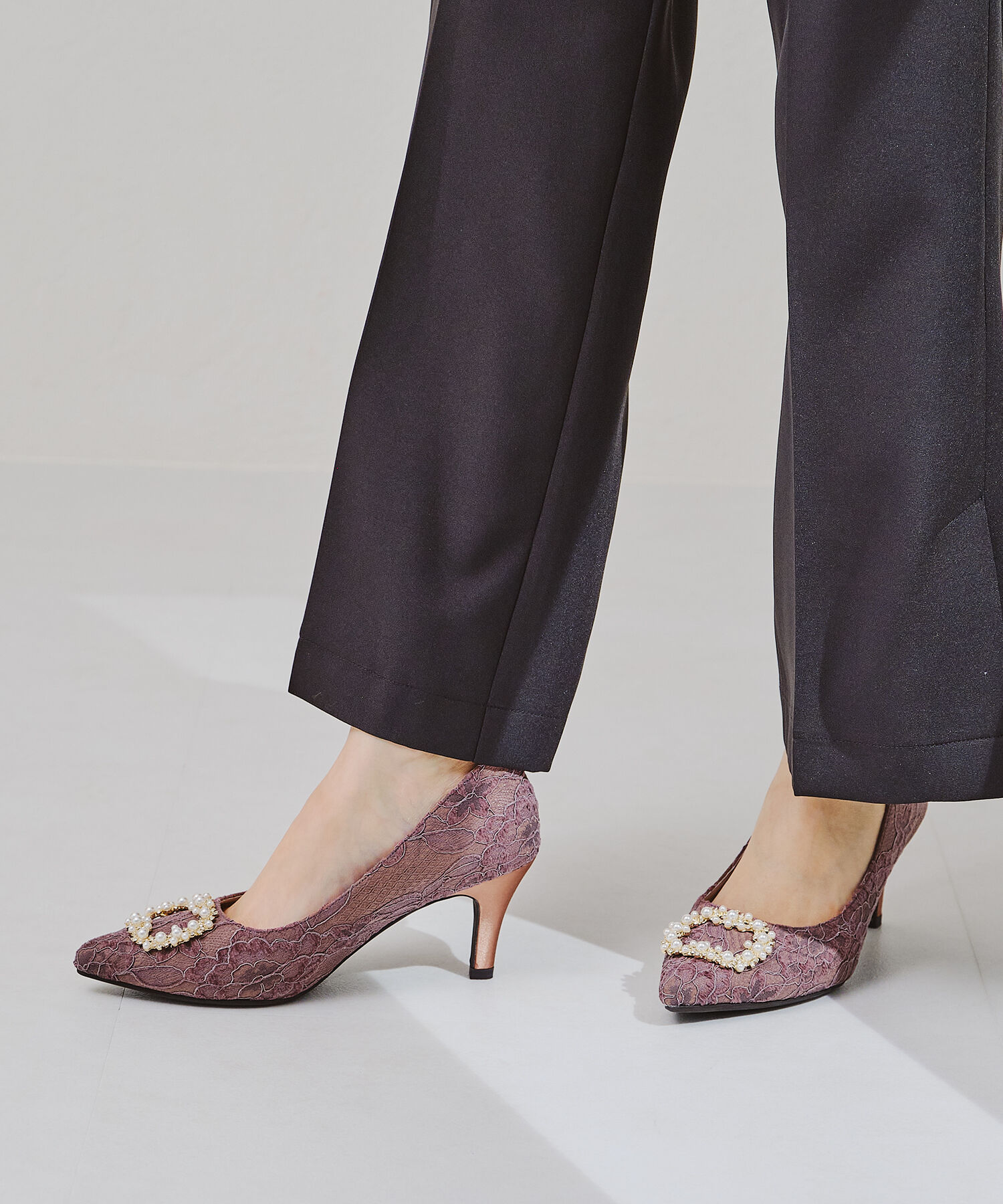 ORiental TRaffic「【オケージョン】パールバックルヒールパンプス/R-2016 パーティー 結婚式 ヒール7cm 人気」|パンプス|