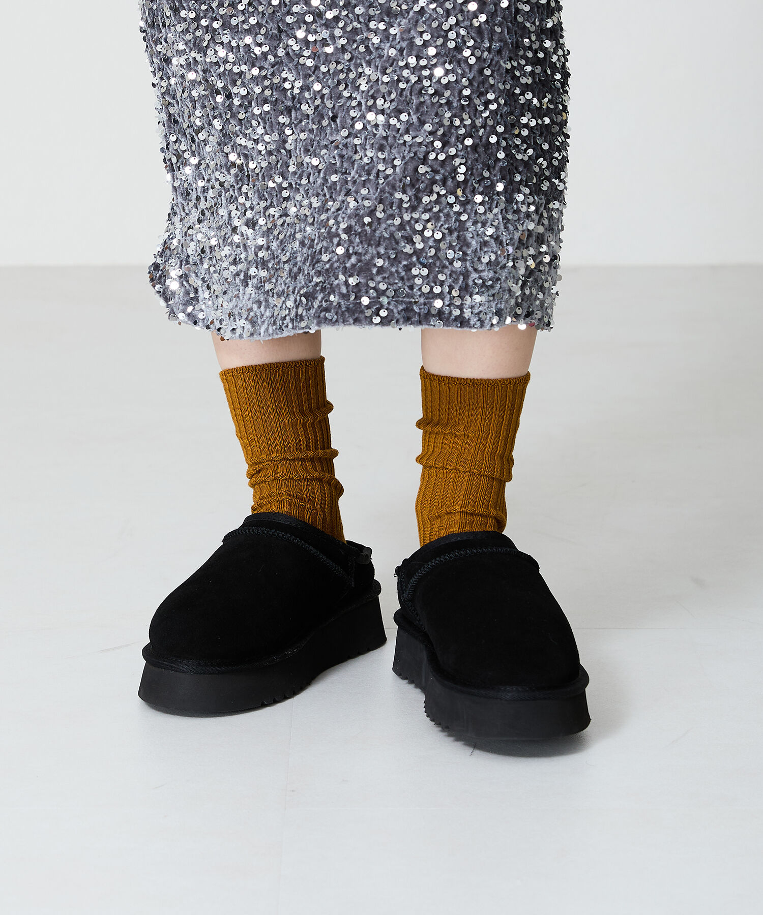 ORiental TRaffic「厚底 ムートン スリッポン シューズ/41320」|ショートブーツ|