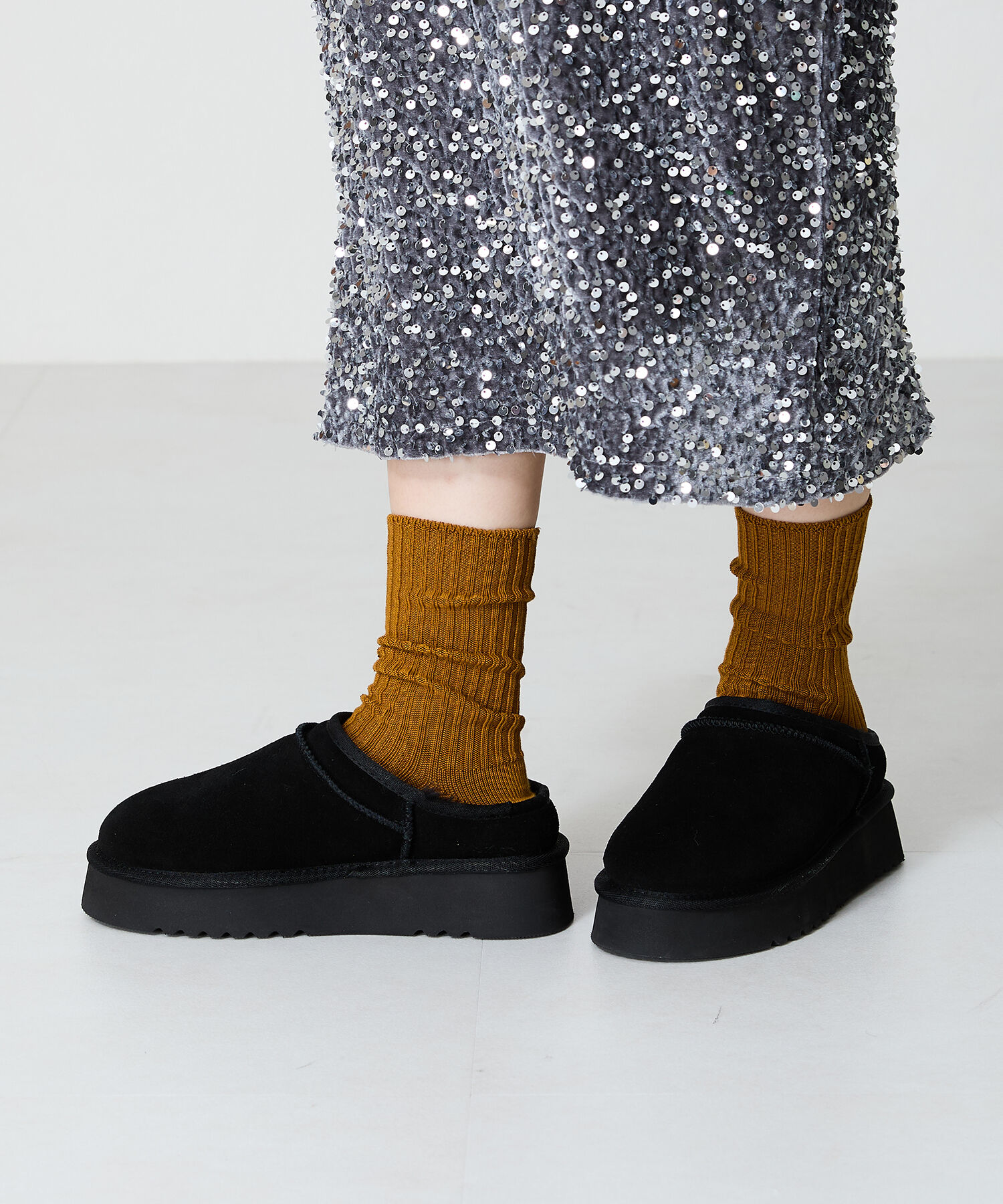 ORiental TRaffic「厚底 ムートン スリッポン シューズ/41320」|ショートブーツ|