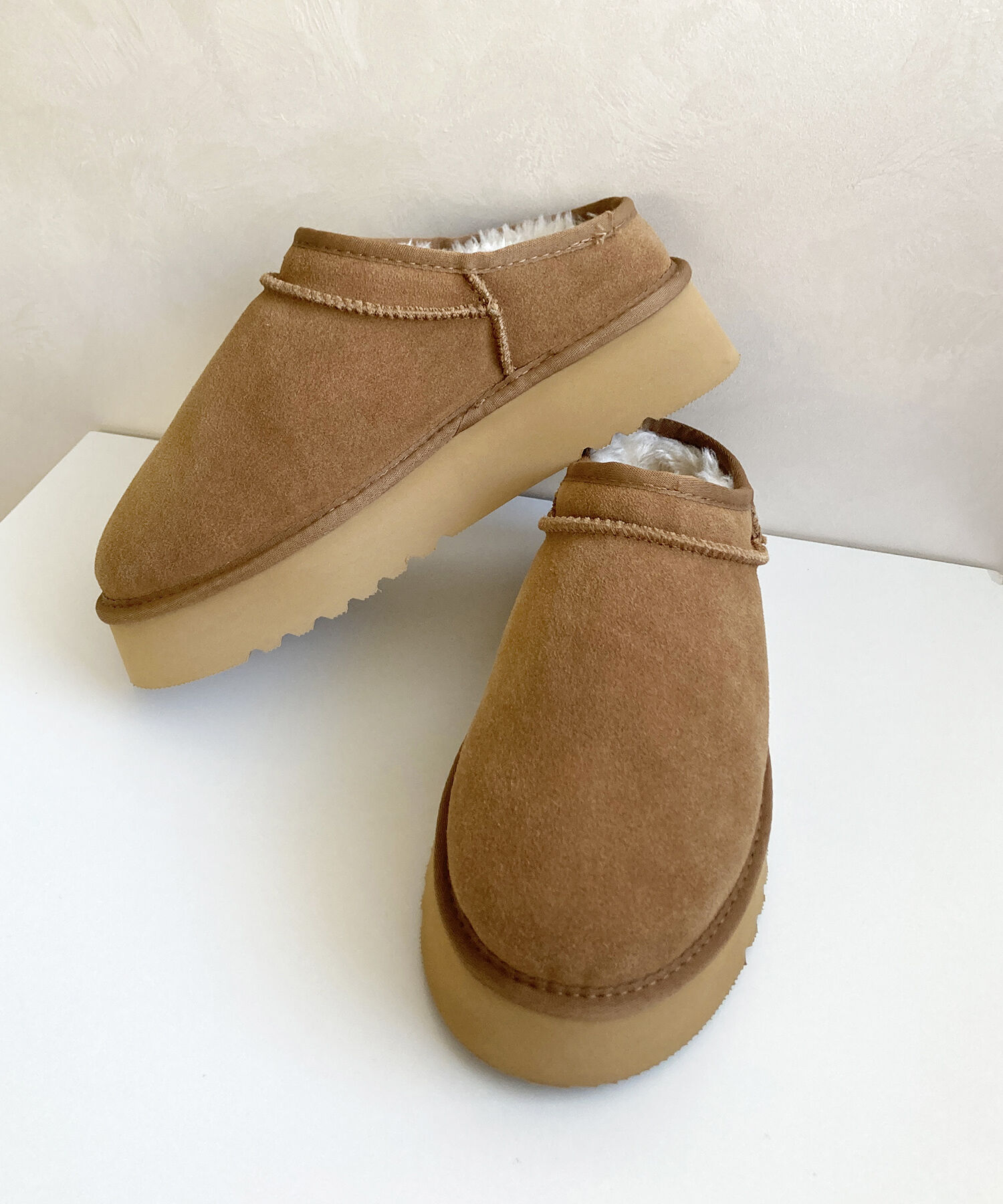 ORiental TRaffic「厚底 ムートン スリッポン シューズ/41320」|ショートブーツ|CAMEL