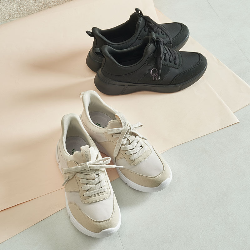 ORiental TRaffic「●2026春夏新作●【 瞬間フィット 】 サイド ロゴ 付き ナイロン スニーカー /OT3800」|スニーカー|GREY