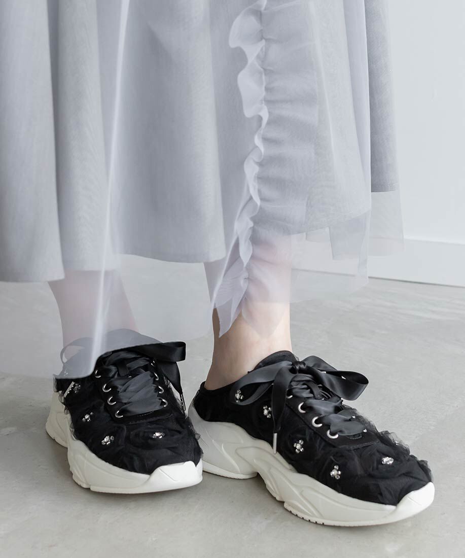  「フラワービジュースニーカーミュール」|スニーカー|