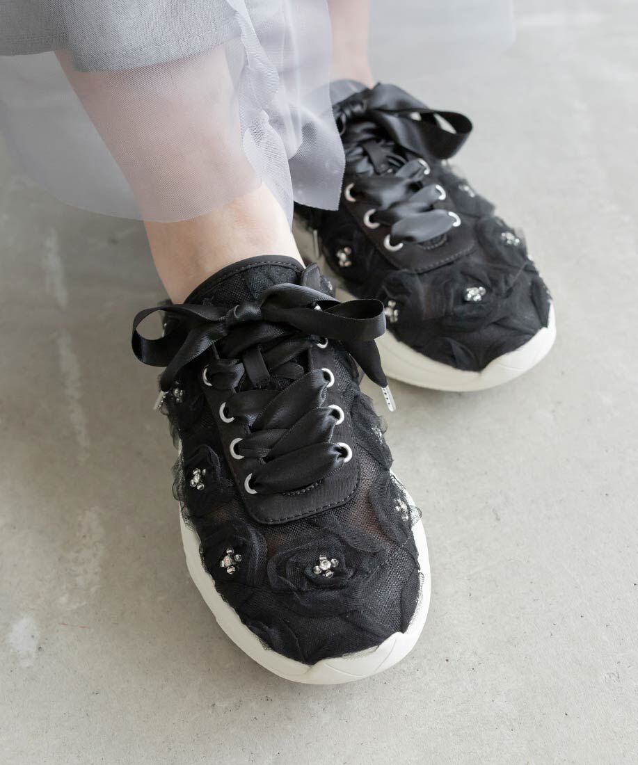  「フラワービジュースニーカーミュール」|スニーカー|