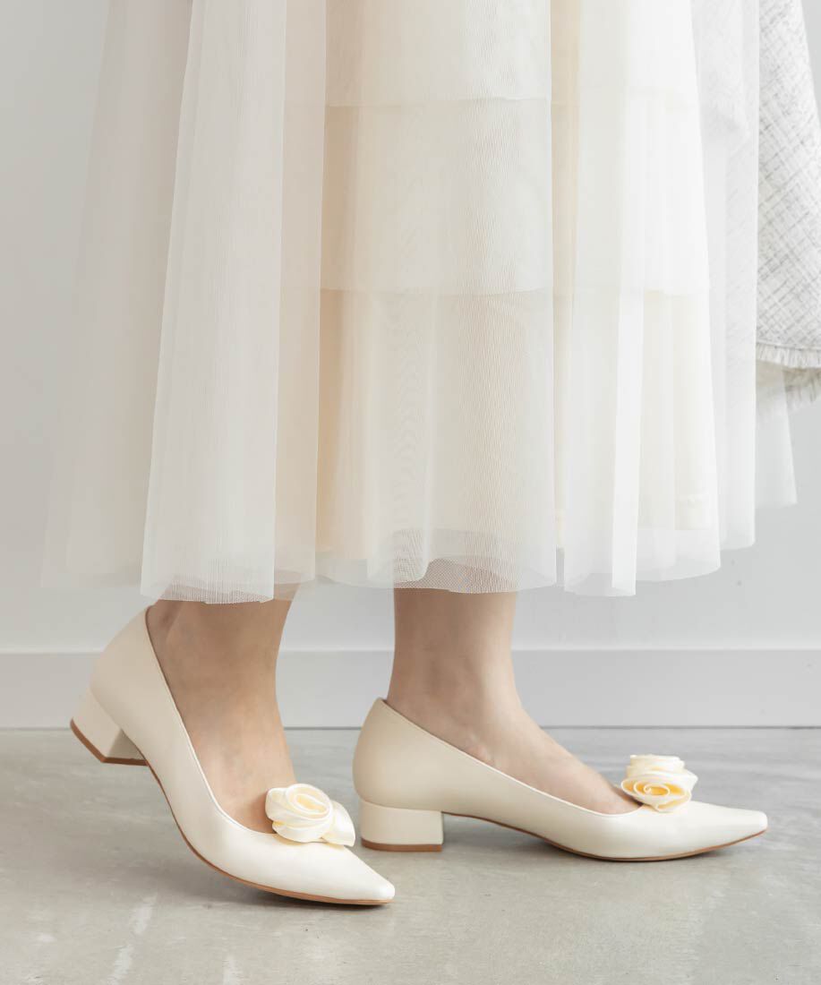  「2WAY ローズモチーフフラットパンプス」|パンプス|