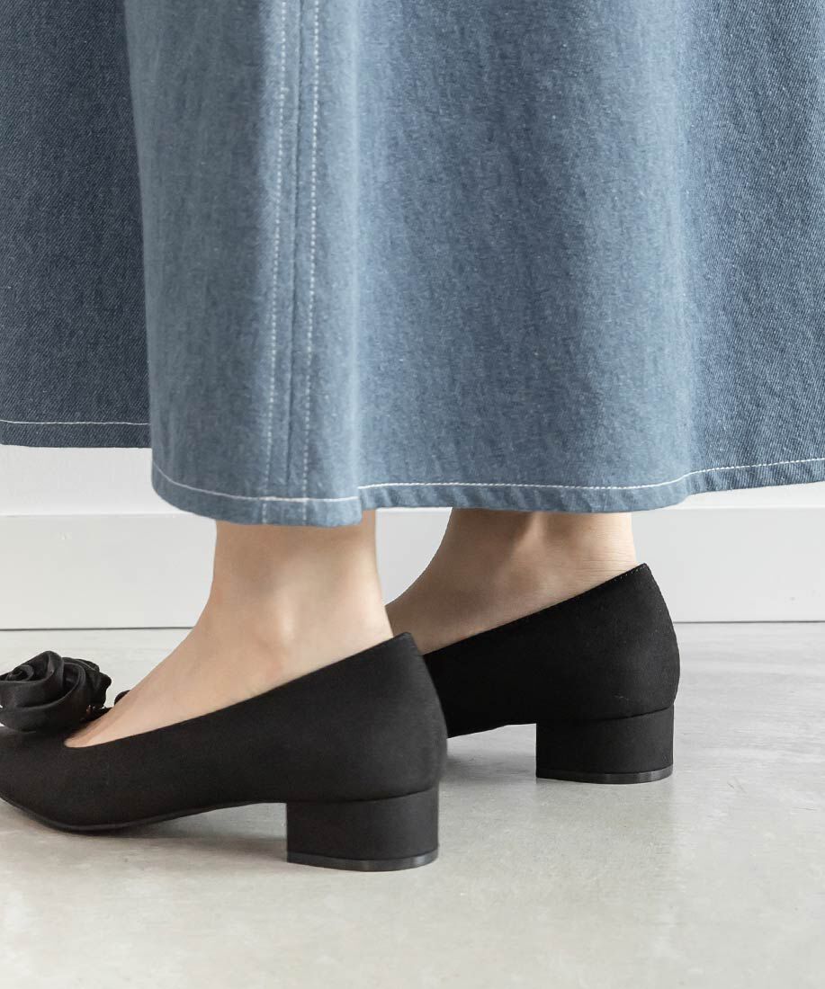  「2WAY ローズモチーフフラットパンプス」|パンプス|