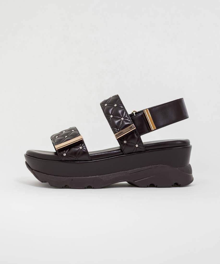  「ビジュー&times;キルティング スポーツサンダル」|サンダル|