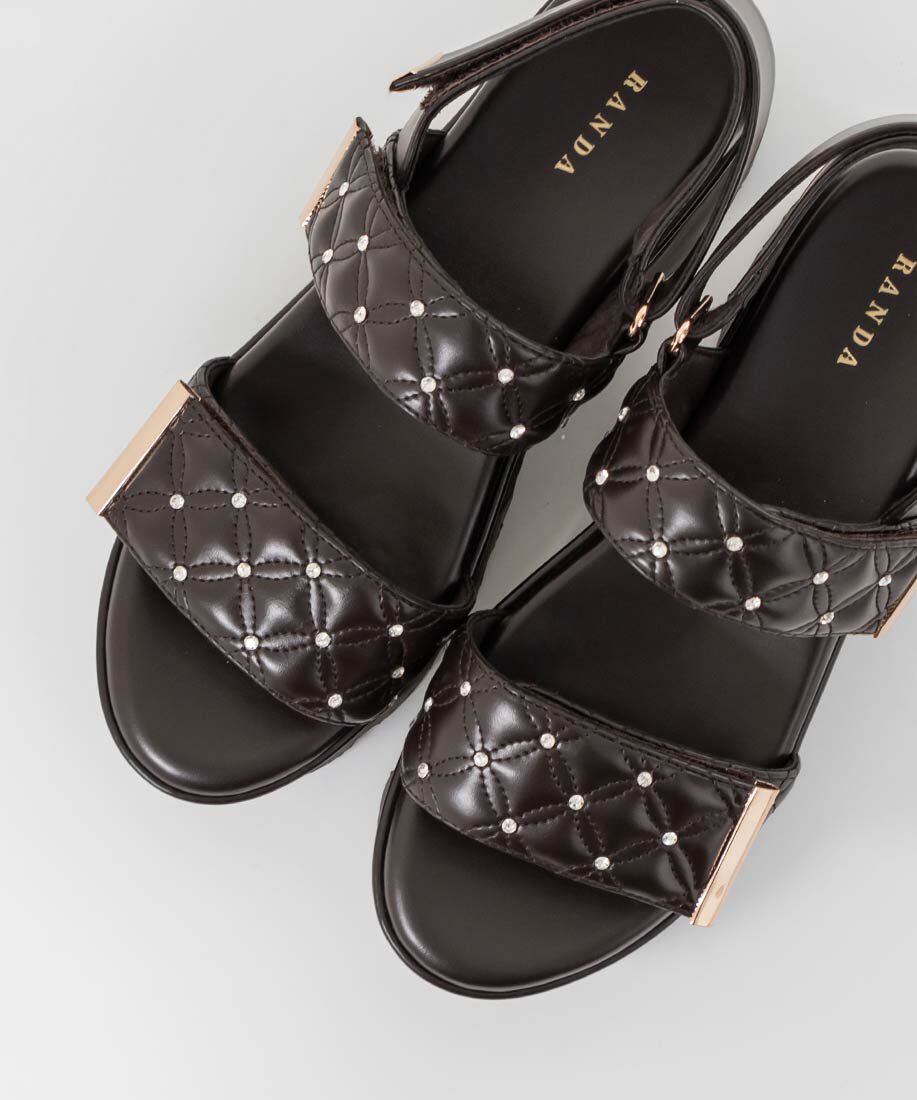  「ビジュー&times;キルティング スポーツサンダル」|サンダル|