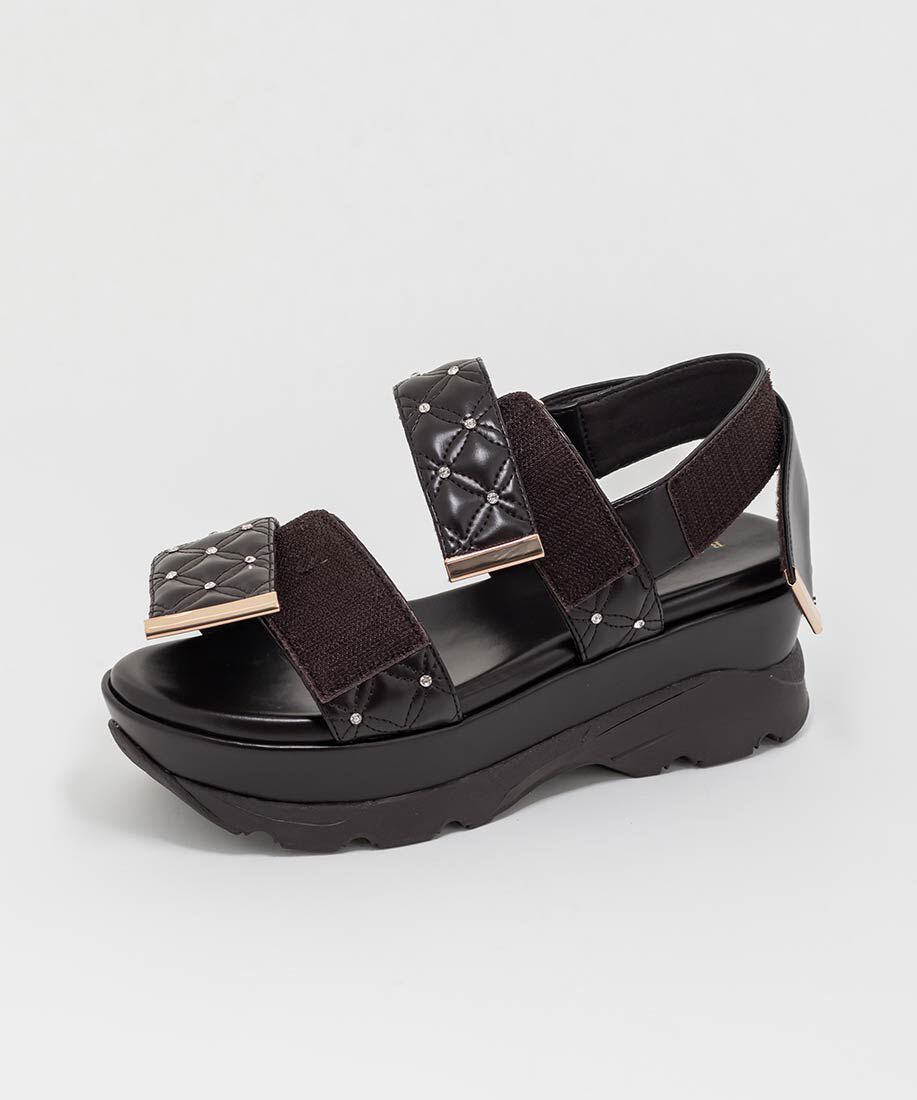  「ビジュー&times;キルティング スポーツサンダル」|サンダル|