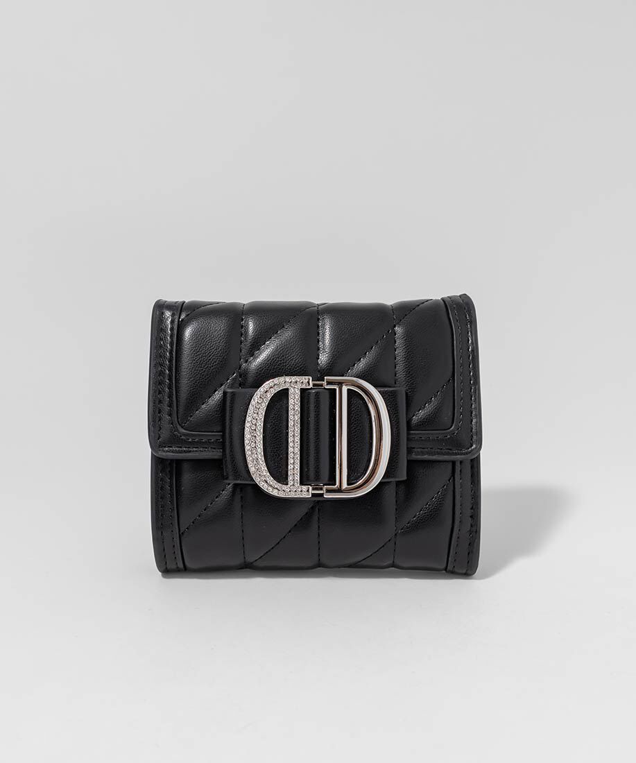  「ビジューパーツキルティング三つ折りウォレット」|財布|