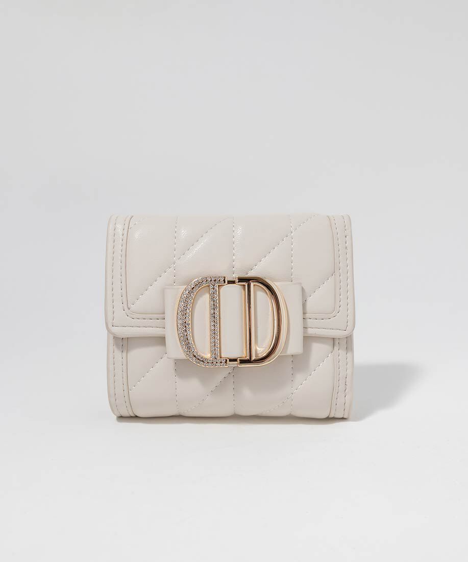  「ビジューパーツキルティング三つ折りウォレット」|財布|