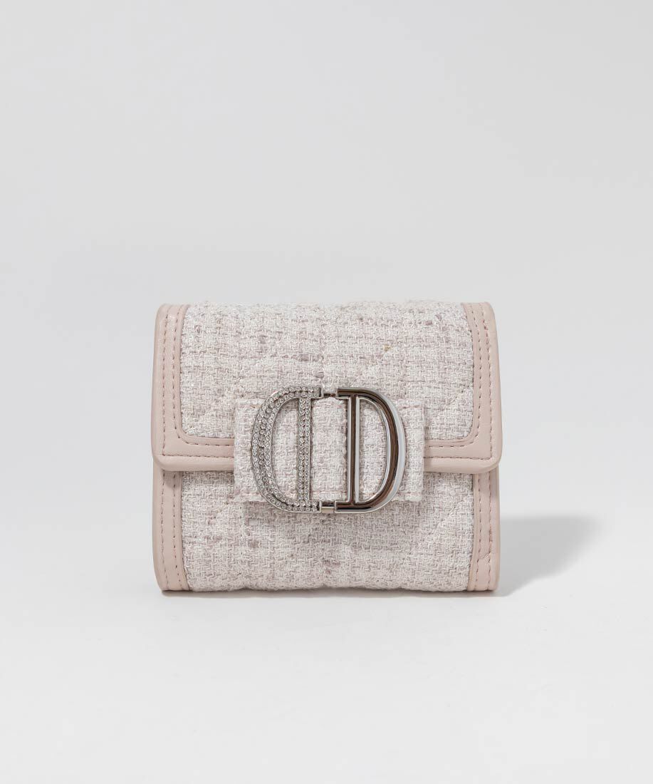  「ビジューパーツキルティング三つ折りウォレット」|財布|