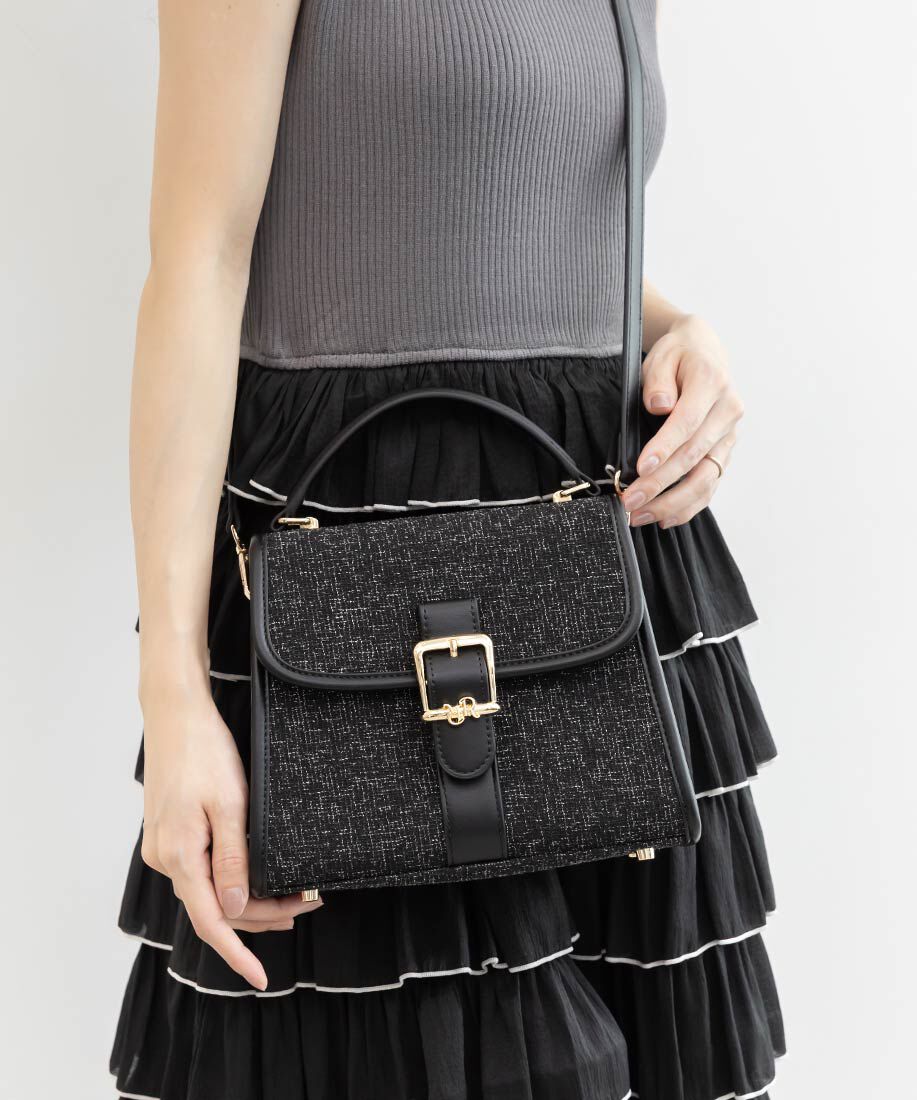  「2WAY モノグラムバックルハンドバッグ」|ハンドバッグ|ブラック