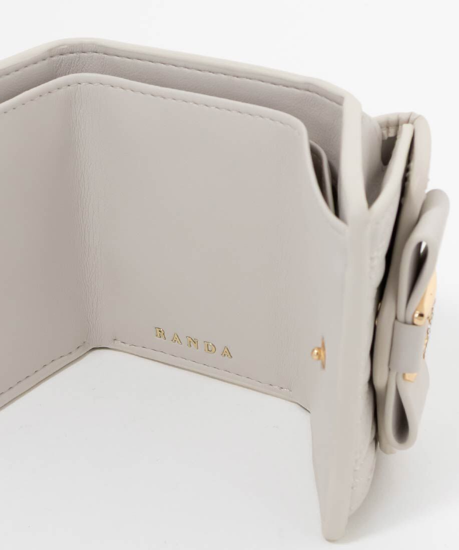  「ビジューモノグラムリボン三つ折りウォレット」|財布|