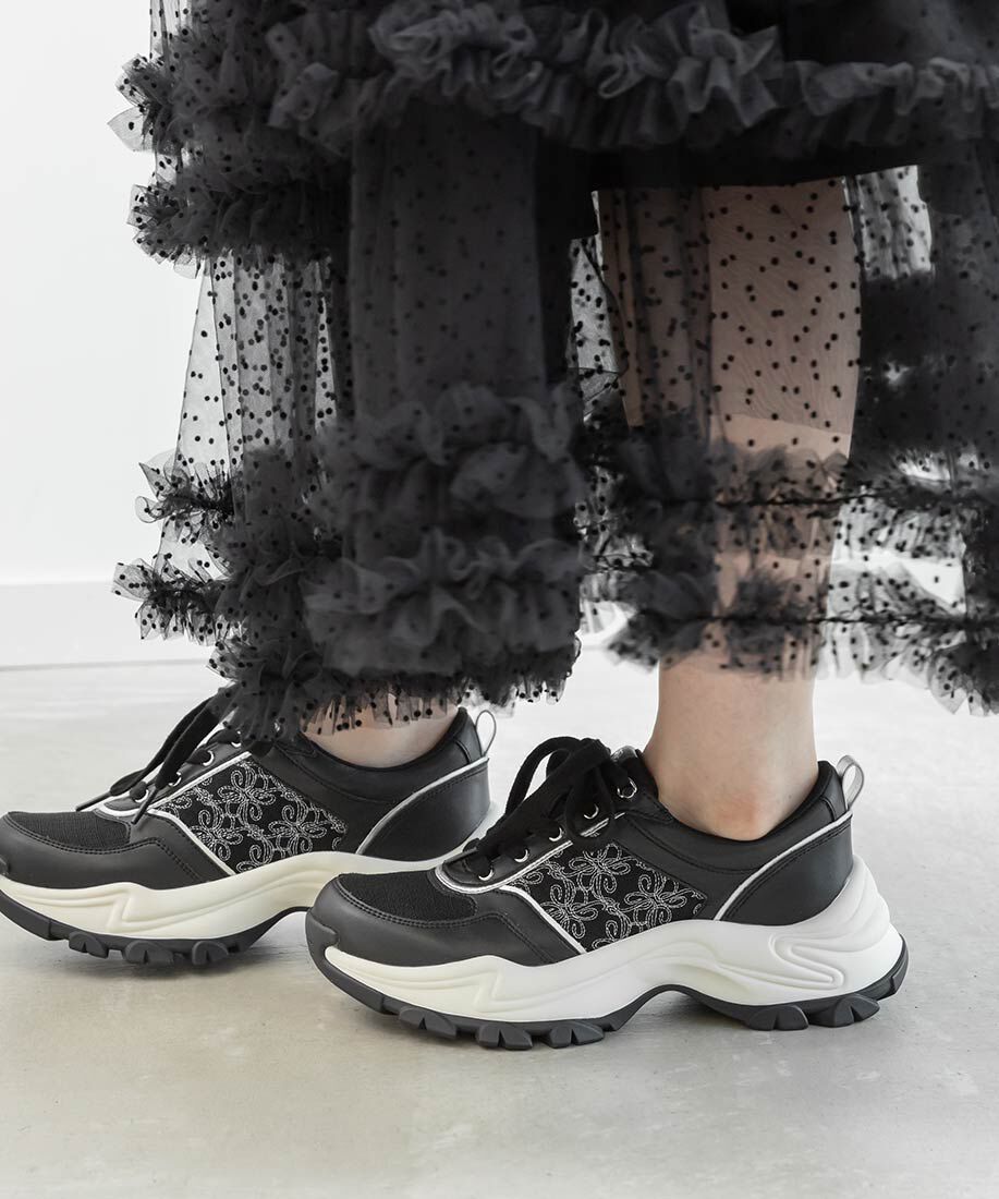  「モノグラム刺繍デザインスニーカー」|スニーカー|