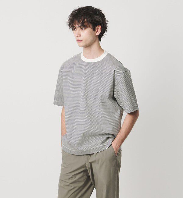 UNITED ARROWS「ポンチボーダー Tシャツ デオドラント 抗菌防臭 接触冷感」|Tシャツ・カットソー|WHITE