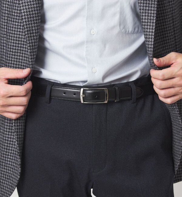 UNITED ARROWS green label relaxing「スクエアバックル 2 30mm ドレスベルト」|ベルト|BLACK