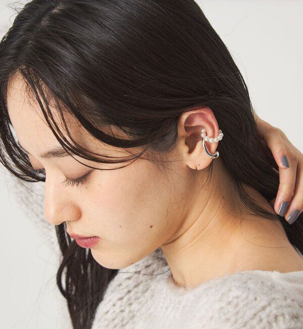 UNITED ARROWS green label relaxing「【WEB限定】2本セット イヤーカフ（ホワイトパーツ）/ イヤカフ」|イヤリング|