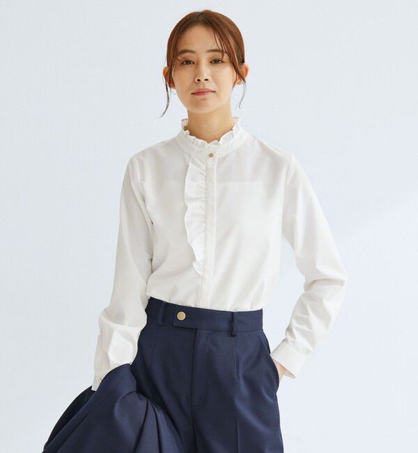 UNITED ARROWS green label relaxing「フリル ディテール ブラウス マシンウォッシャブル UVカット」|シャツ・ブラウス|