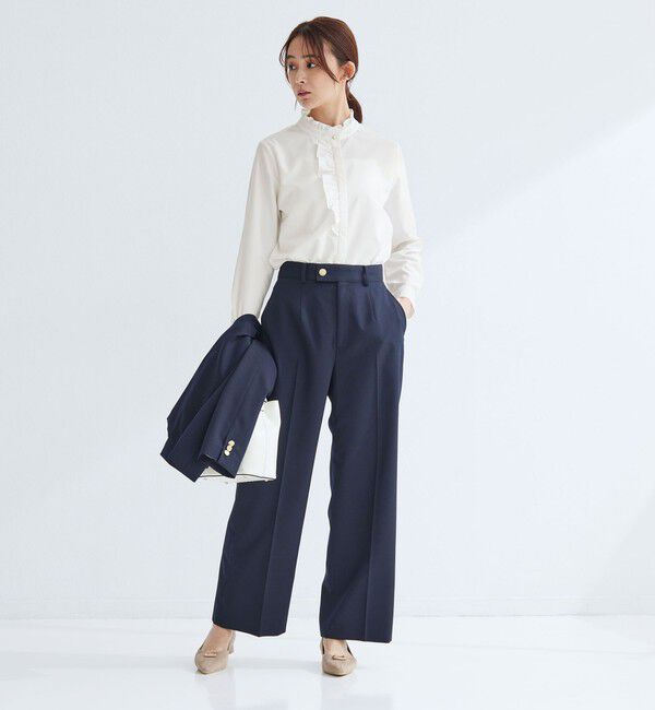 UNITED ARROWS green label relaxing「フリル ディテール ブラウス マシンウォッシャブル UVカット」|シャツ・ブラウス|