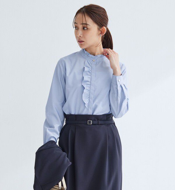 UNITED ARROWS green label relaxing「フリル ディテール ブラウス マシンウォッシャブル UVカット」|シャツ・ブラウス|