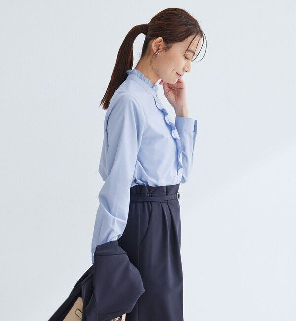 UNITED ARROWS green label relaxing「フリル ディテール ブラウス マシンウォッシャブル UVカット」|シャツ・ブラウス|