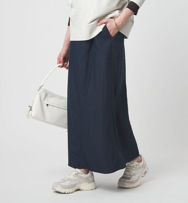 UNITED ARROWS green label relaxing「ツイル Aライン スカート」|フレア|NAVY