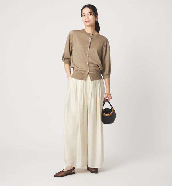 UNITED ARROWS green label relaxing「ラメ フォルム ハーフスリーブ ニット カーディガン ウォッシャブル」|カーディガン|