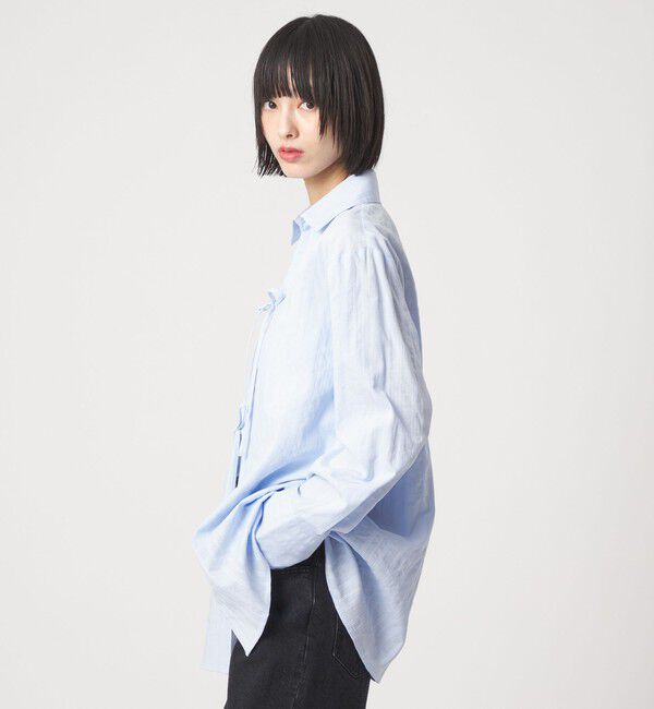 EMMEL REFINES「＜EMMEL REFINES＞EM C/ドビー ストライプ リボン シャツ」|シャツ・ブラウス|