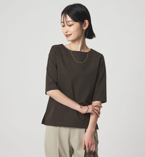 UNITED ARROWS green label relaxing「ボートネック ポンチ プルオーバー カットソー 接触冷感 UVカット」|Tシャツ・カットソー|DK.GRAY