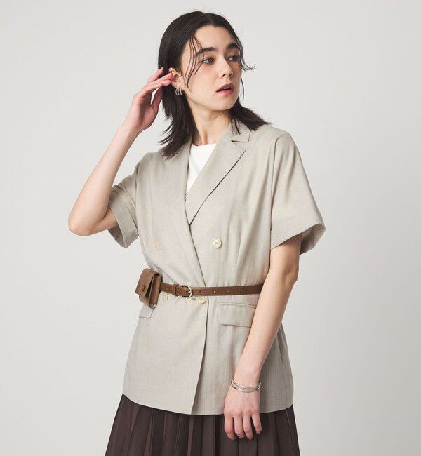 UNITED ARROWS green label relaxing「［size SHORTあり］ライト リネンライク ハーフスリーブ ジャケット UVカット 通気性」|テーラードジャケット|NATURAL