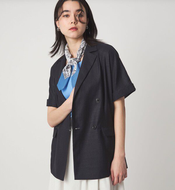 UNITED ARROWS green label relaxing「［size SHORTあり］ライト リネンライク ハーフスリーブ ジャケット UVカット 通気性」|テーラードジャケット|