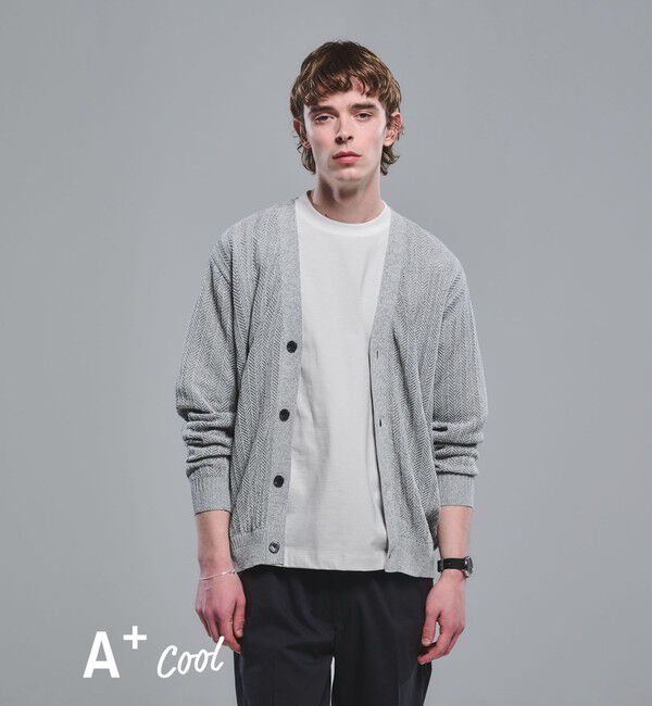 UNITED ARROWS green label relaxing「A+ COOL ミジンボーダー ビズ クルーネック カットソー Tシャツ -接触冷感・吸水速乾-」|Tシャツ・カットソー|