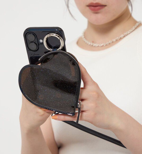 BEAUTY&YOUTH UNITED ARROWS「＜ajew＞PVC HEART PLANET POCKET iPhone16ケース」|モバイルケース|BLACK