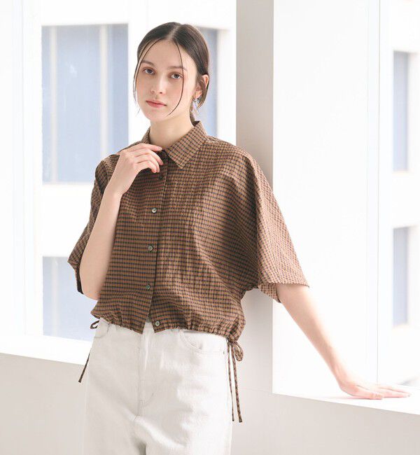 BEAUTY&YOUTH UNITED ARROWS「チェック ドローストリング シャツ ウォッシャブル」|シャツ・ブラウス|