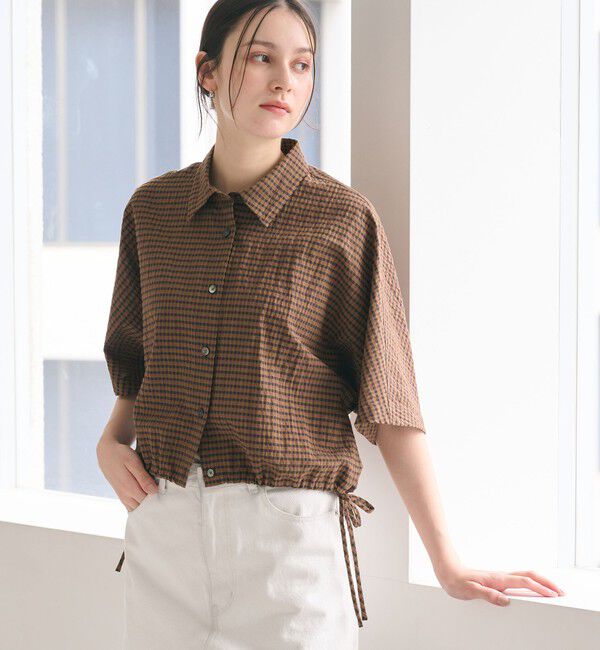 BEAUTY&YOUTH UNITED ARROWS「チェック ドローストリング シャツ ウォッシャブル」|シャツ・ブラウス|
